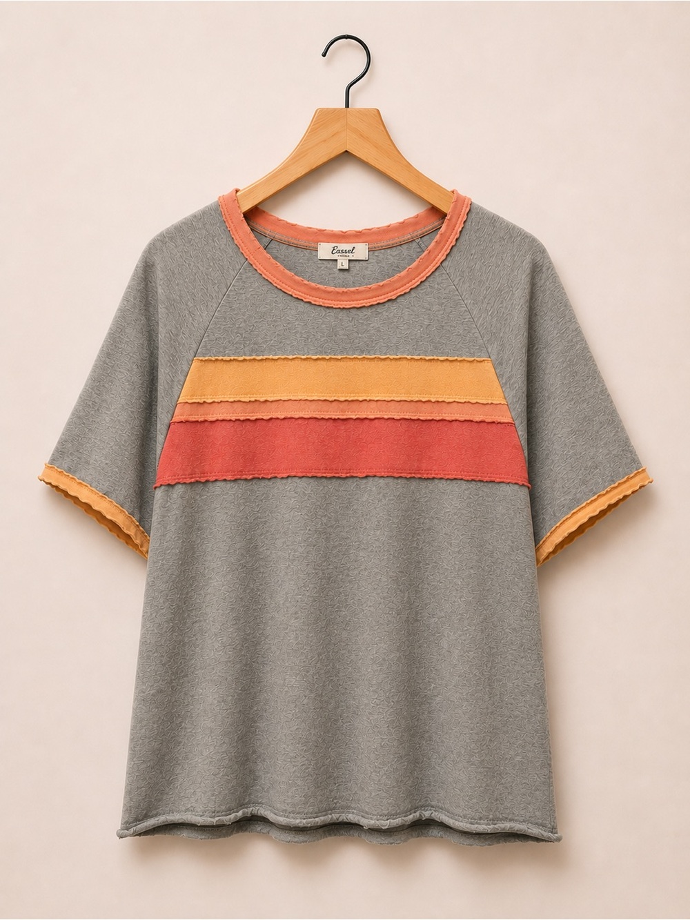 easel Grey Tee w/ Orange and Coral Accents (316)